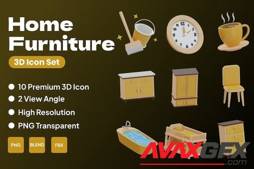 Home Furniture 3D Icon [PNG]