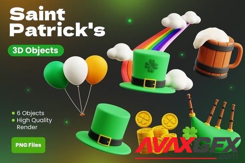 Saint Patrick's 3D Illustrations JP3QH2T