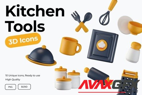Kitchen Tools 3D Icons [PNG]