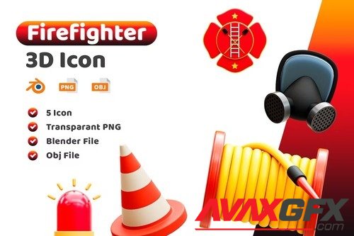 Firefighter 3D Icon [PNG]