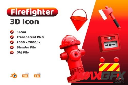 Firefighter 3D Icon [PNG]