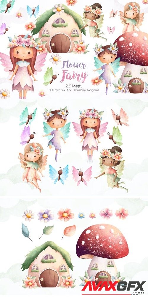 Flower Fairy Clipart [PNG]
