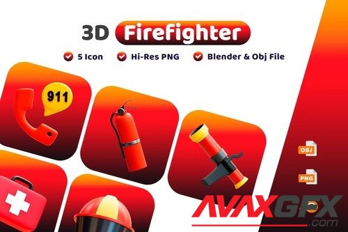 Firefighter 3D Icon [PNG]