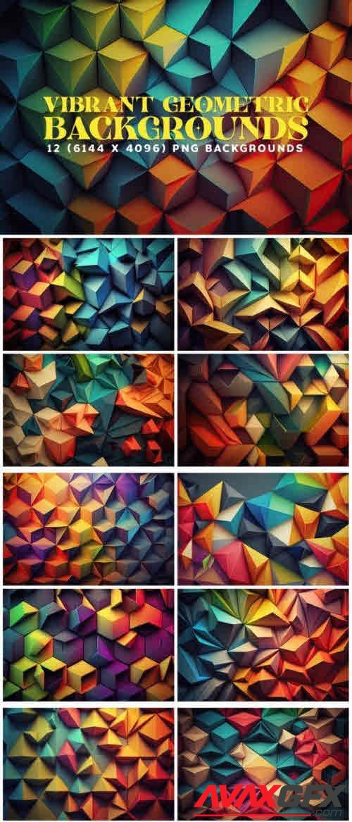 12 Vibrant Geometric Backgrounds 6K - 13412085