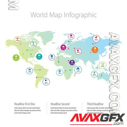 World Map Infographic Layout 238457238 [Adobestock]