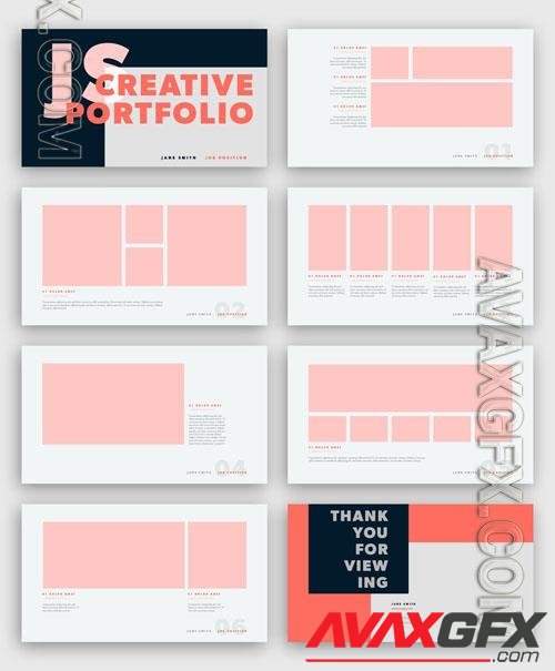 Web Portfolio Layout with Pink and Red Accents 251878206 [Adobestock]