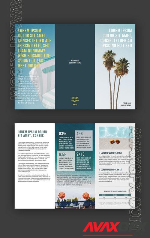 Business Trifold Layout with Photo Placeholders and Blue Accents 243360173 [Adobestock]