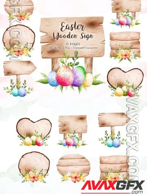 Easter Wooden Sign Clipart [PNG]