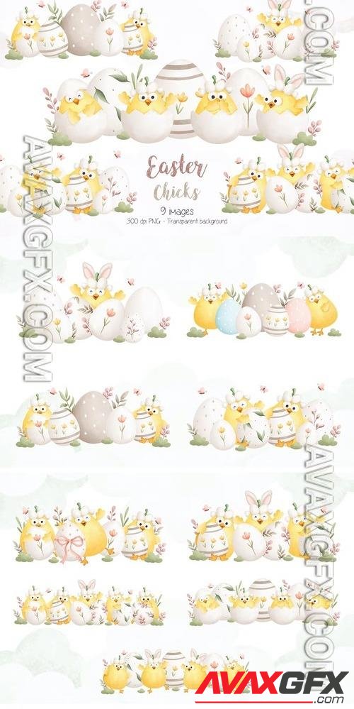 Easter Chicks Clipart [PNG]