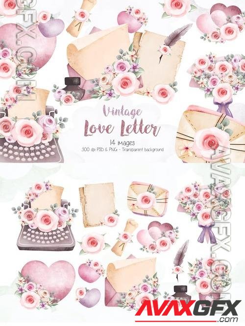 Vintage Love Letter Clipart [PNG]