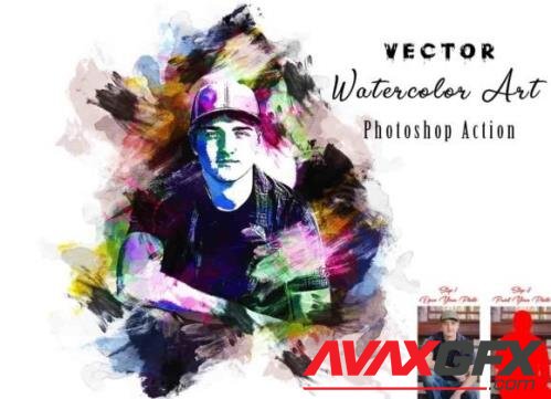 Vector Watercolor Art PS Action - 13433211