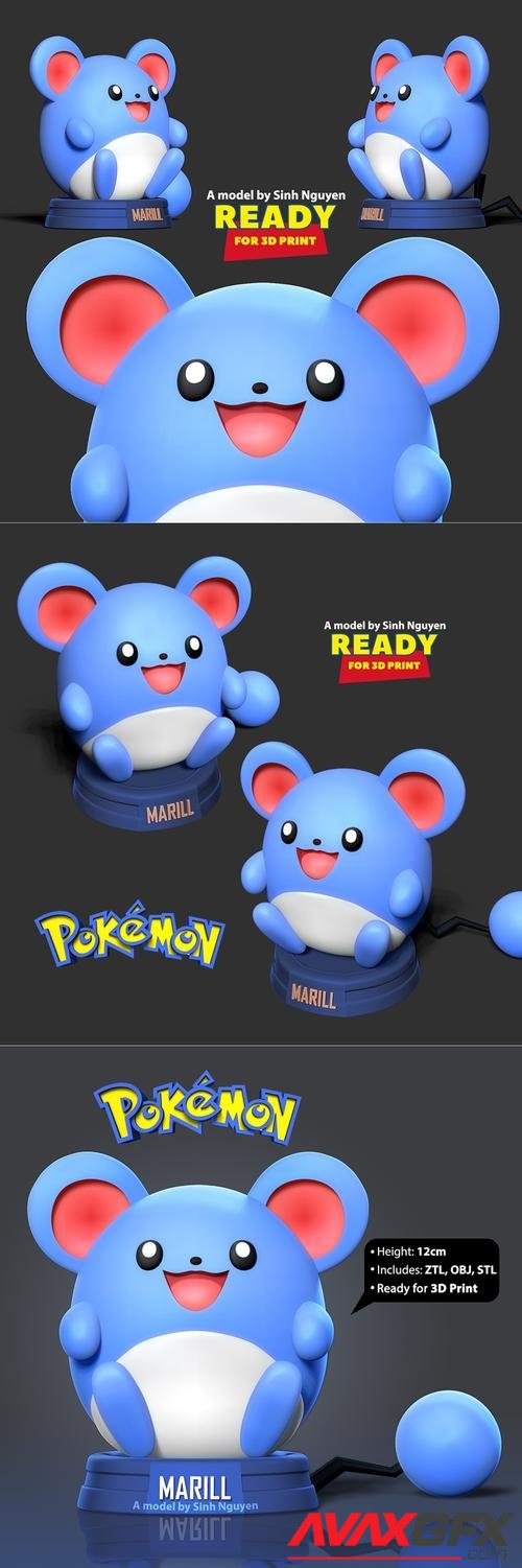 Marill - Pokemon Fanart 3D Print