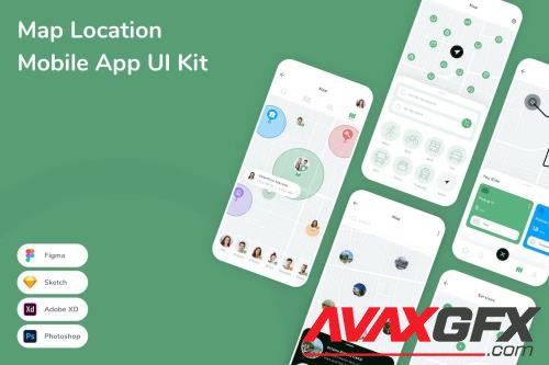 Map Location Mobile App UI Kit ZWVPE54