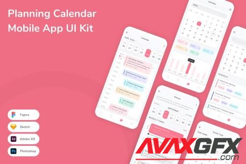 Planning Calendar Mobile App UI Kit 8W2E5NM