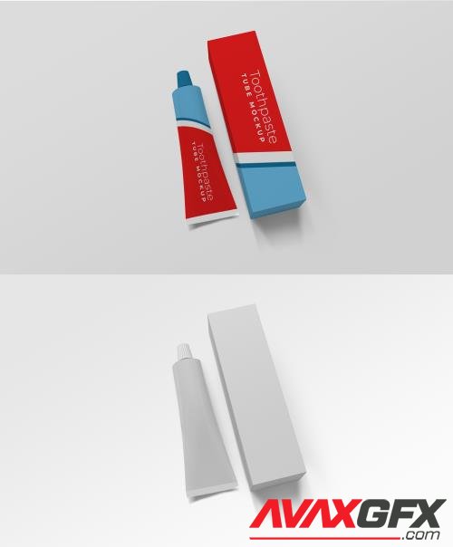 Cosmetic Tube with Box Mockup 473645829  [Adobestock]