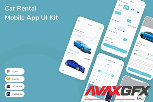 Car Rental Mobile App UI Kit C9VC43K