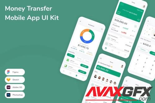 Money Transfer Mobile App UI Kit V8Q8SLW