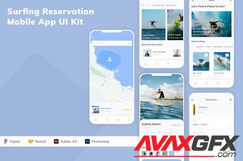 Surfing Reservation Mobile App UI Kit 2HHV3AA