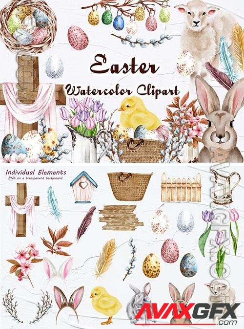 Easter Watercolor Clipart Collection [PNG]