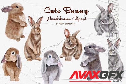 Easter Bunny Watercolor Clipart Collection [PNG]