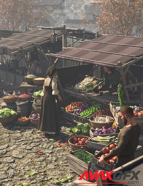 Medieval Roadside Merchant Stalls