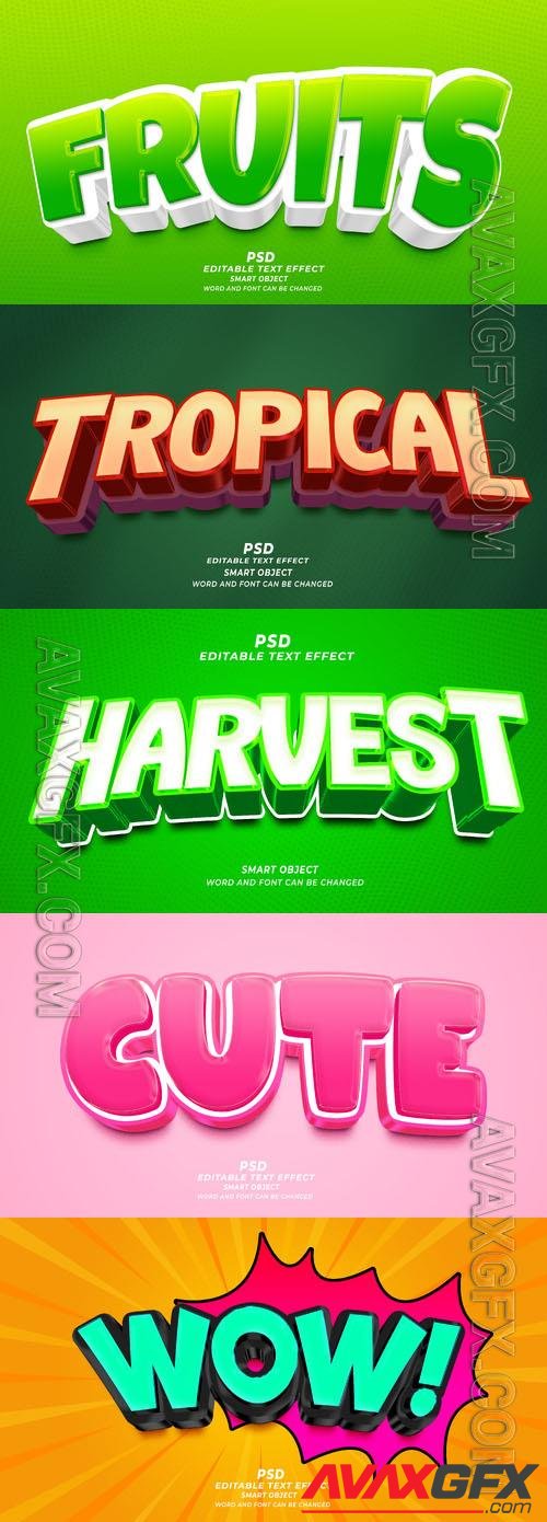 Psd style text effect editable set vol 358