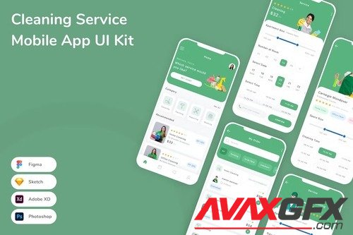 Cleaning Service Mobile App UI Kit HRT2HCU