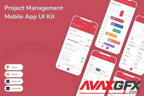 Project Management Mobile App UI Kit UXKQVRN