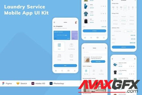 Laundry Service Mobile App UI Kit 7S9D72S