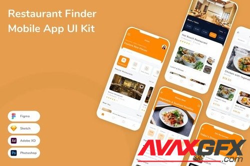 Restaurant Finder Mobile App UI Kit 7CUDPV6