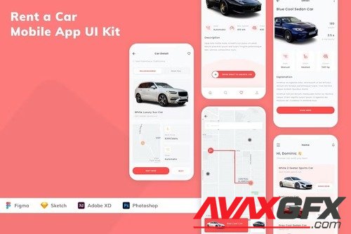 Rent a Car Mobile App UI Kit BYA3NFL