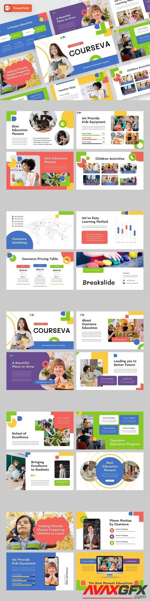 COURSEVA - Education Kids Powerpoint Template [PPTX]