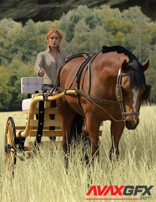 Road Buggy Walk Poses for Genesis 9, Daz Horse 3, and Road Buggy