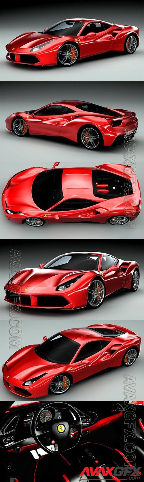 Ferrari 488 GTB sports car restyled