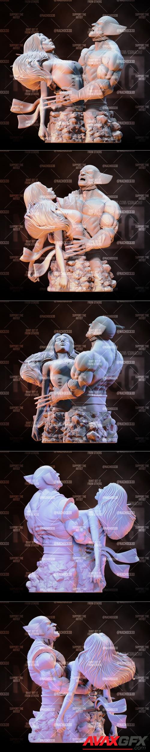 Fan Art - Wolverine and Jean - Phoenix Sacrifice - Bust Version 3D Print
