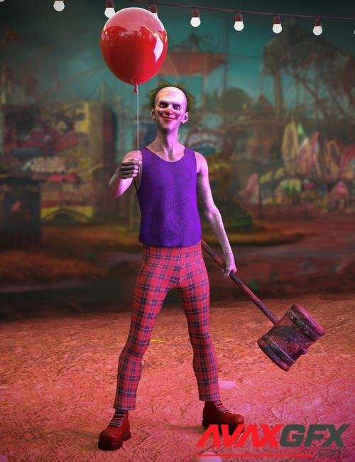 dForce M3DCG Clown Outfit and Poses for Genesis 8 and 8.1 Males