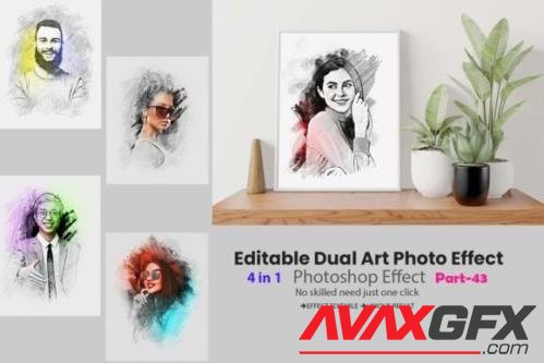 Editable Dual Art Photo Effect - 12699109