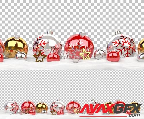 Christmas Decoration with Isolated Ball on White Snow Mockup 472503438 [Adobestock]