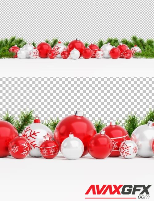 Isolated Red Christmas Baubles on White Mockup 470948758 [Adobestock]