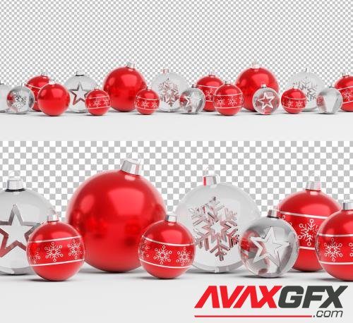 Isolated Red Christmas Baubles on White Mockup 470735550 [Adobestock]