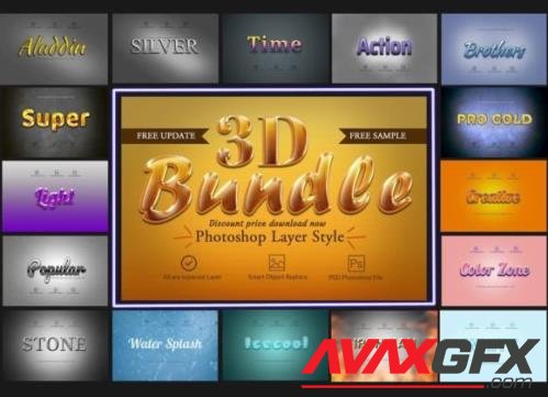 3D Bundle Photoshop Layer Style 2 - 3945002