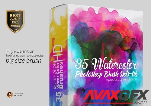 35 Hi-Res Water color PS Brush Set 6 - 1530043