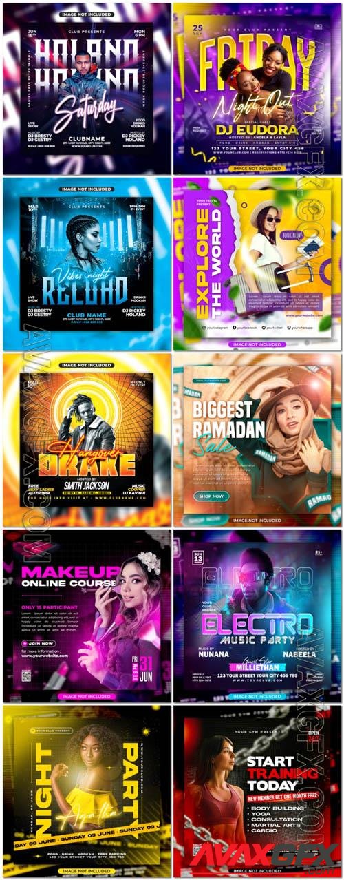 Flyer social media post, psd banner beautiful design
 set vol 182