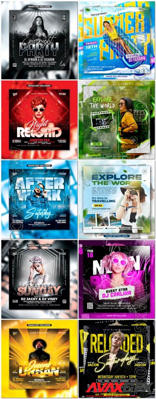 Flyer social media post, psd banner beautiful design
 set vol 178