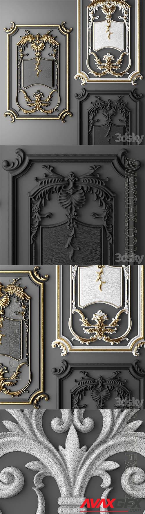 Stucco Gold Frame 3d model for interior design