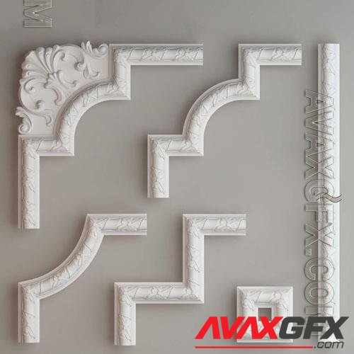 Ceiling molding corner pieces Gaudi Decor 3d model for interior design