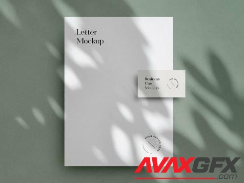 Mint Minimal Letterhead and Business Card Mockup 454422635 [Adobestock]