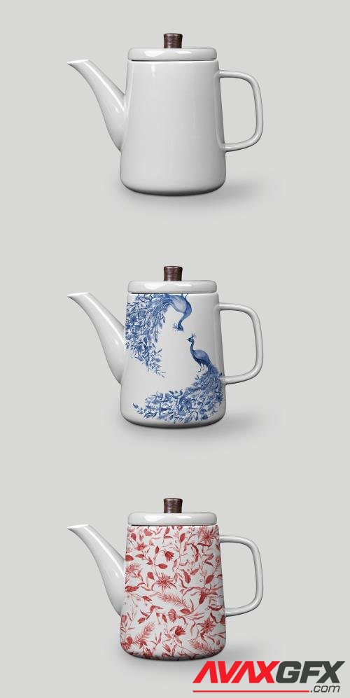 Editable Porcelain Kettle Mockup 447310407 [Adobestock]