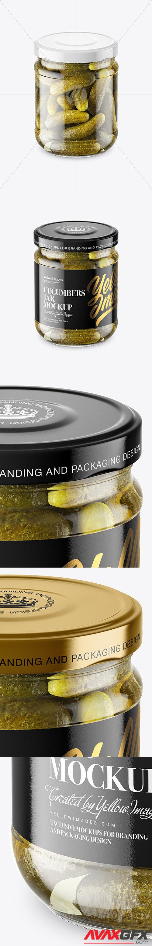 Clear Glass Jar with Pickled Cucumbers Mockup 46558 [TIF]