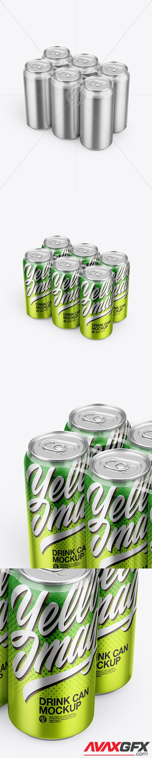 6 Metallic Cans Pack Mockup 48161 [TIF]